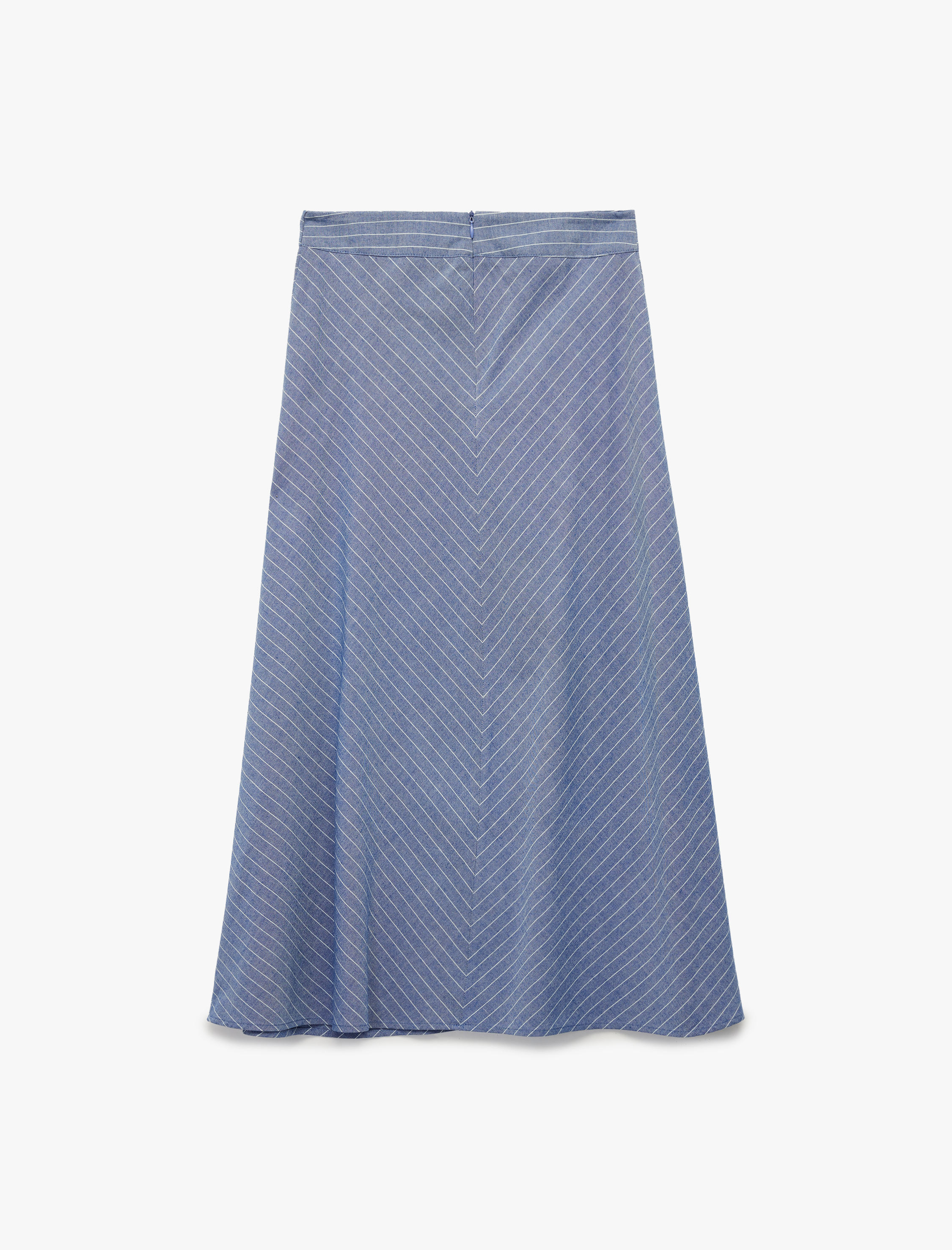   Rahat Kalıp A Kesim Çizgili Midi Etek