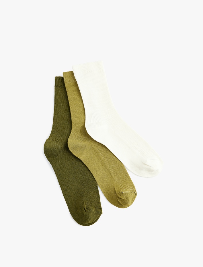 Kadın Pamuklu Çok Renkli 3'lü Soket Çorap Seti