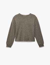 Rahat Kalıp Uzun Kollu Bisiklet Yaka Triko Pijama Üstü