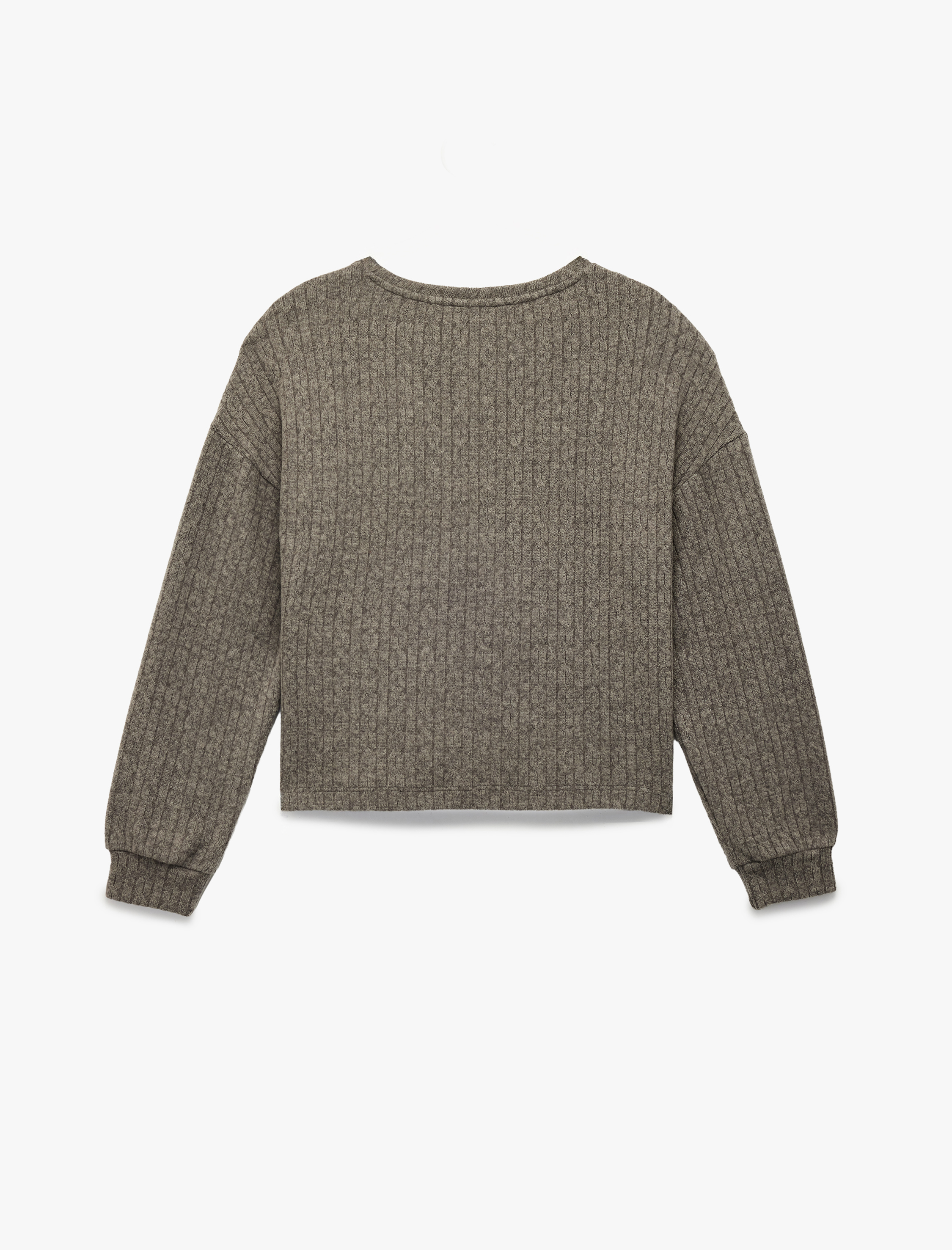   Rahat Kalıp Uzun Kollu Bisiklet Yaka Triko Pijama Üstü