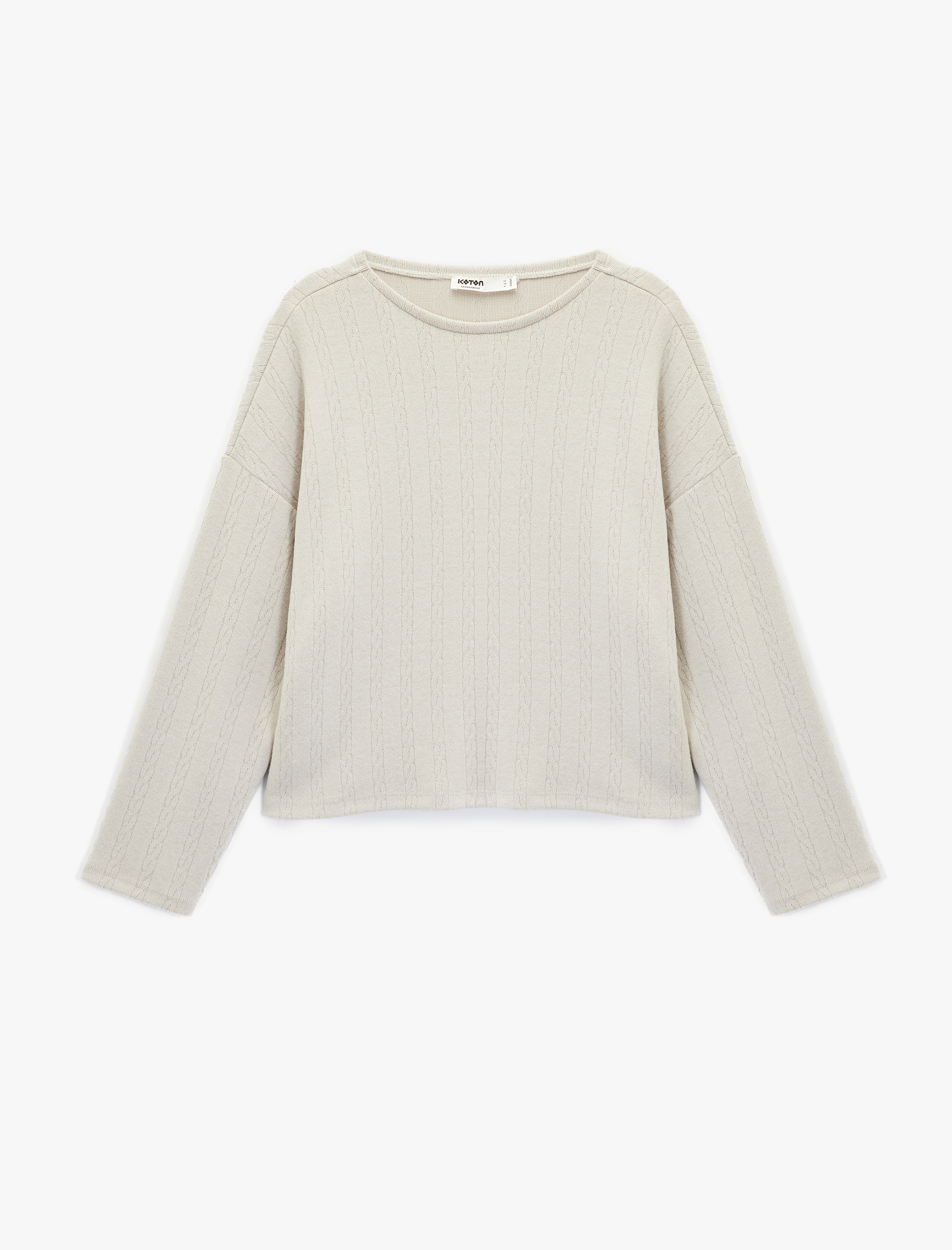   Bisiklet Yaka Rahat Kesim Uzun Kollu Pijama Üstü