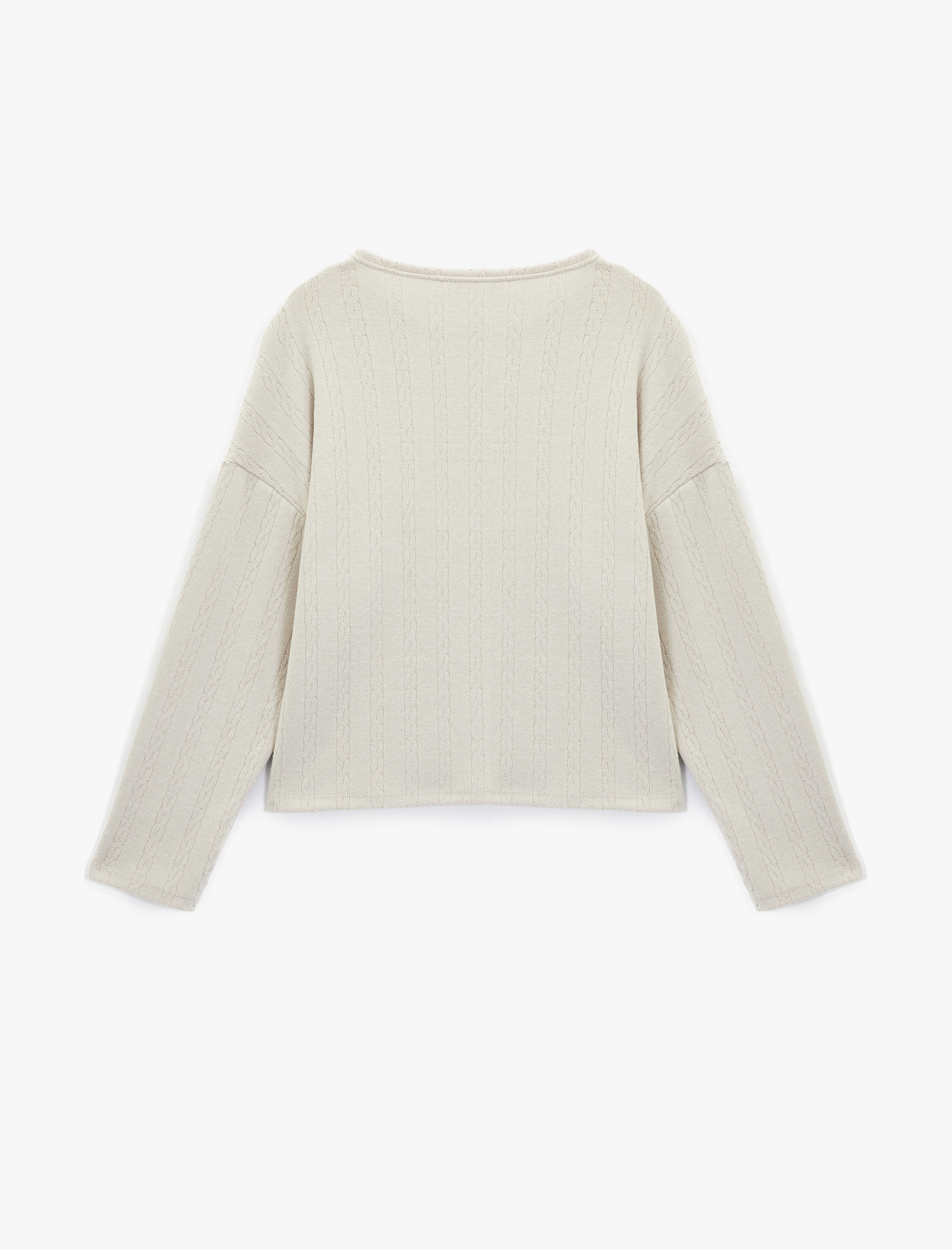   Bisiklet Yaka Rahat Kesim Uzun Kollu Pijama Üstü