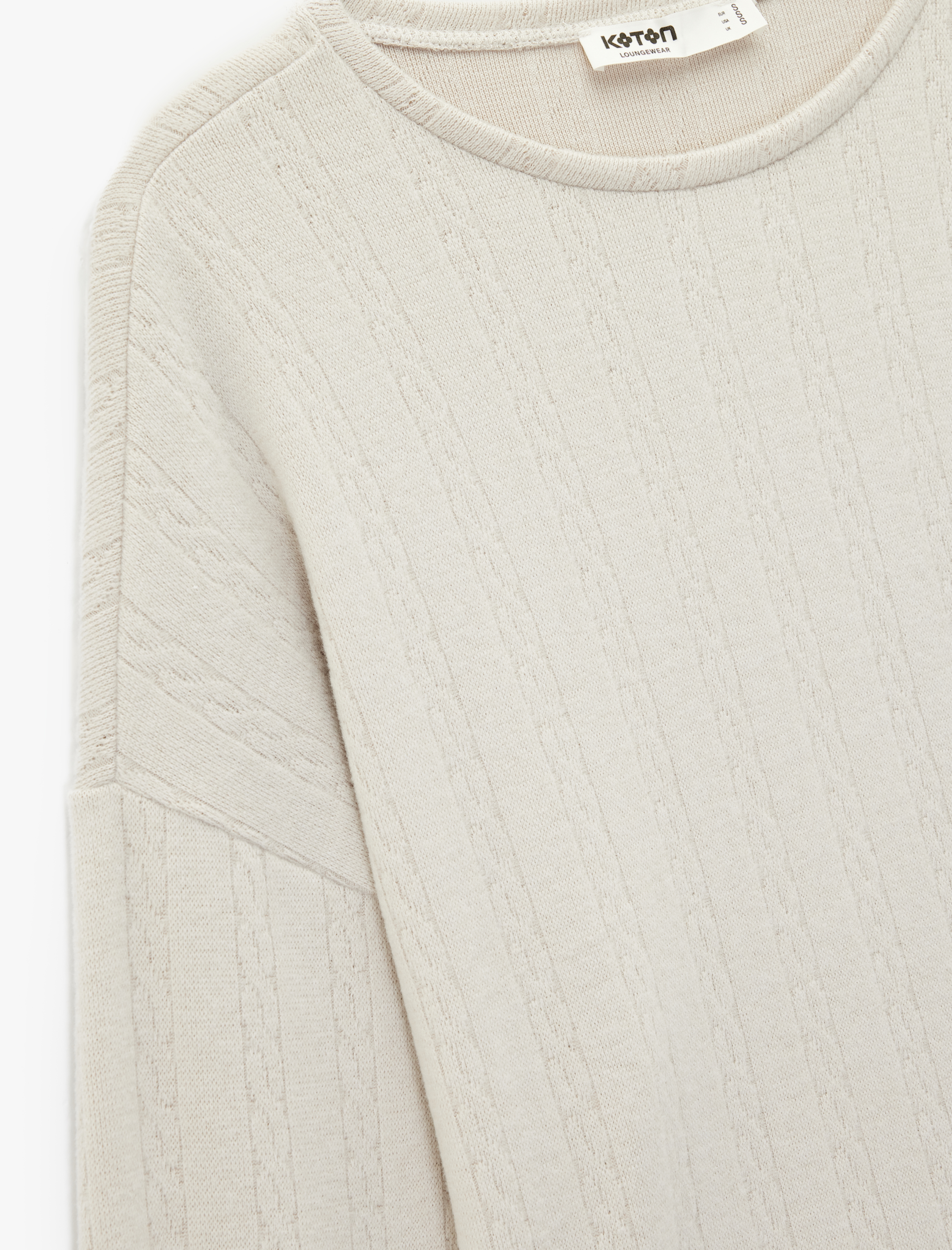   Bisiklet Yaka Rahat Kesim Uzun Kollu Pijama Üstü