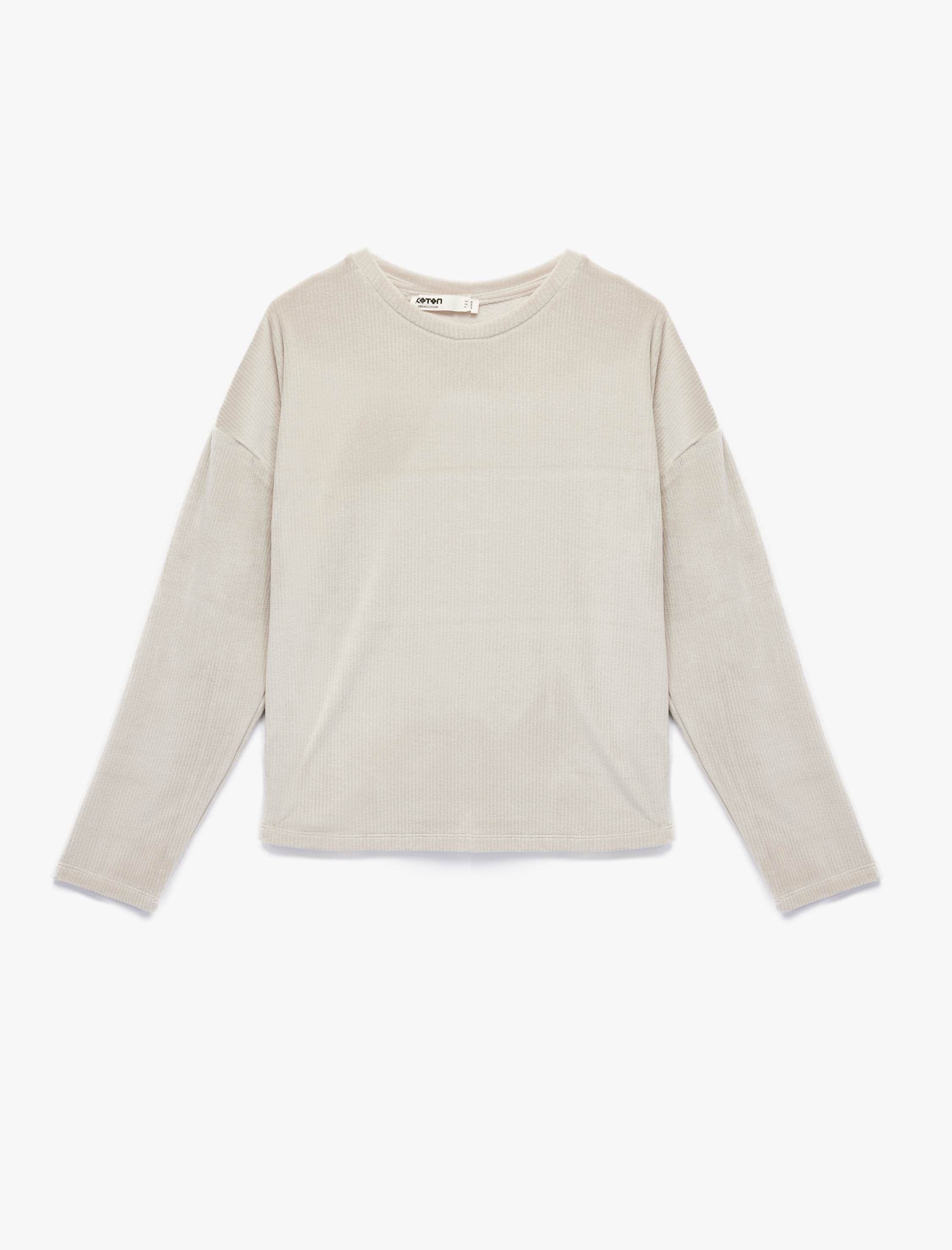   Uzun Kollu Bisiklet Yaka Rahat Kalıp Pijama Üstü