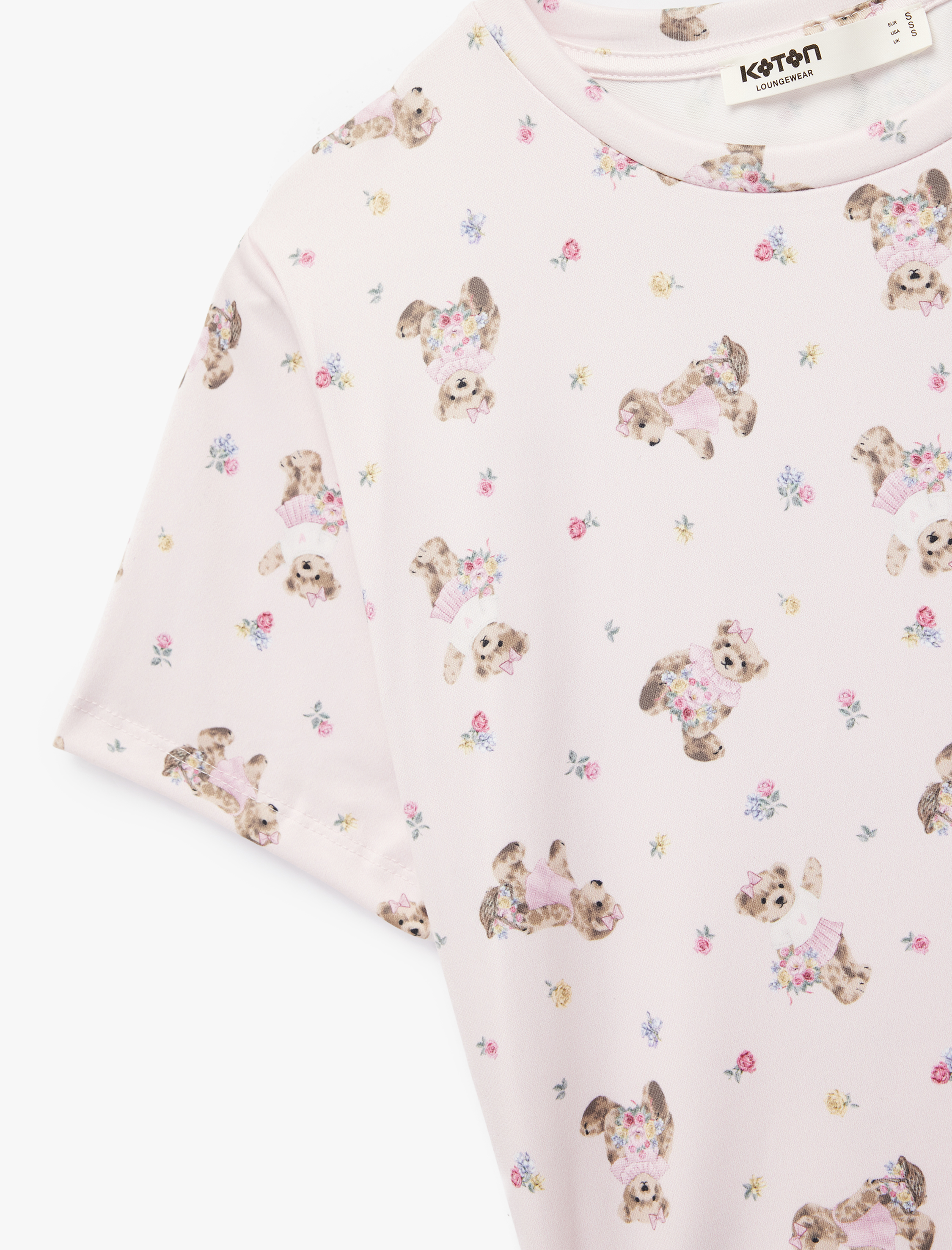   Rahat Kalıp Kısa Kollu Köpek Baskılı Pijama Takımı