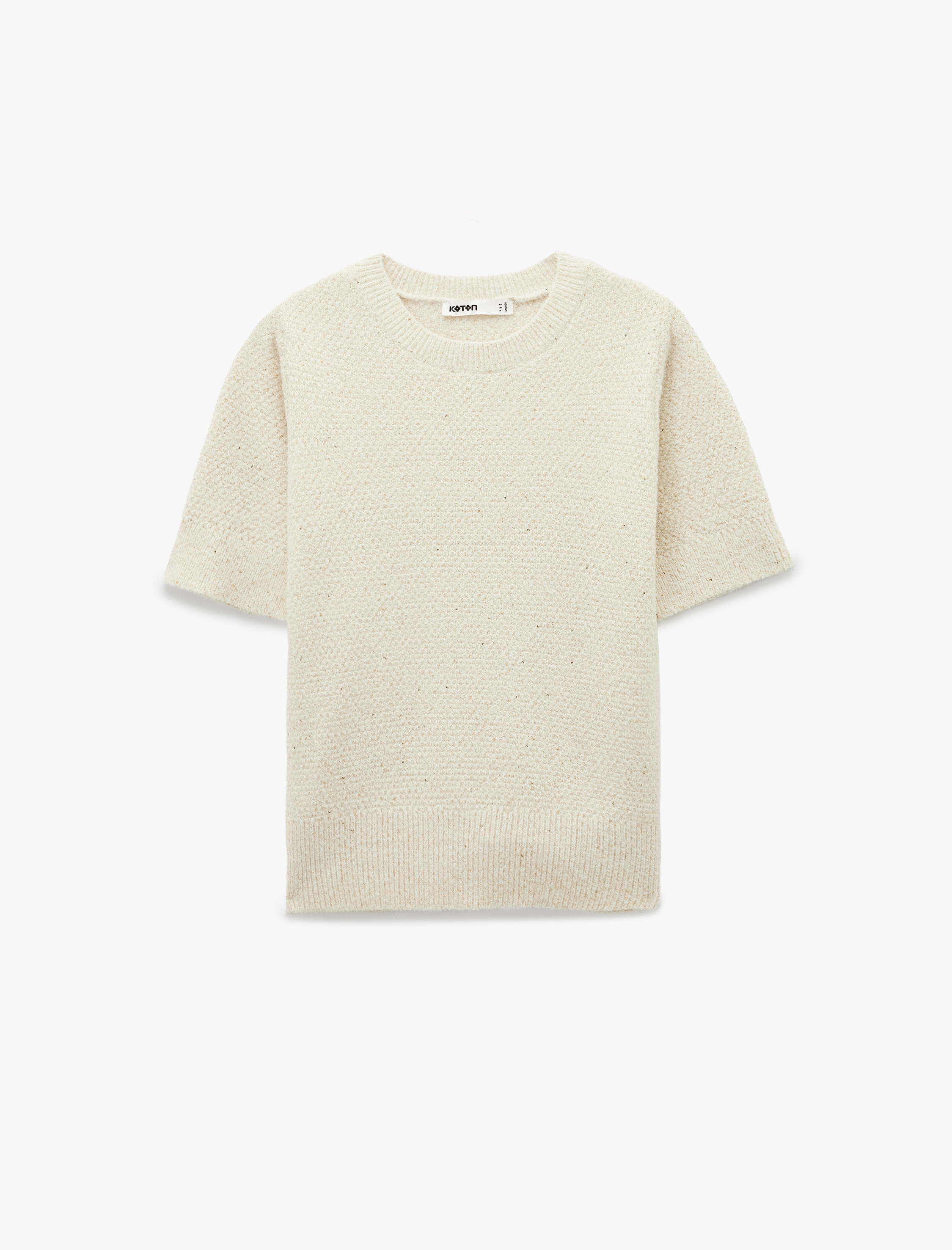   Yarım Kol Bisiklet Yaka Parıltılı Pul İşlemeli Triko Kazak