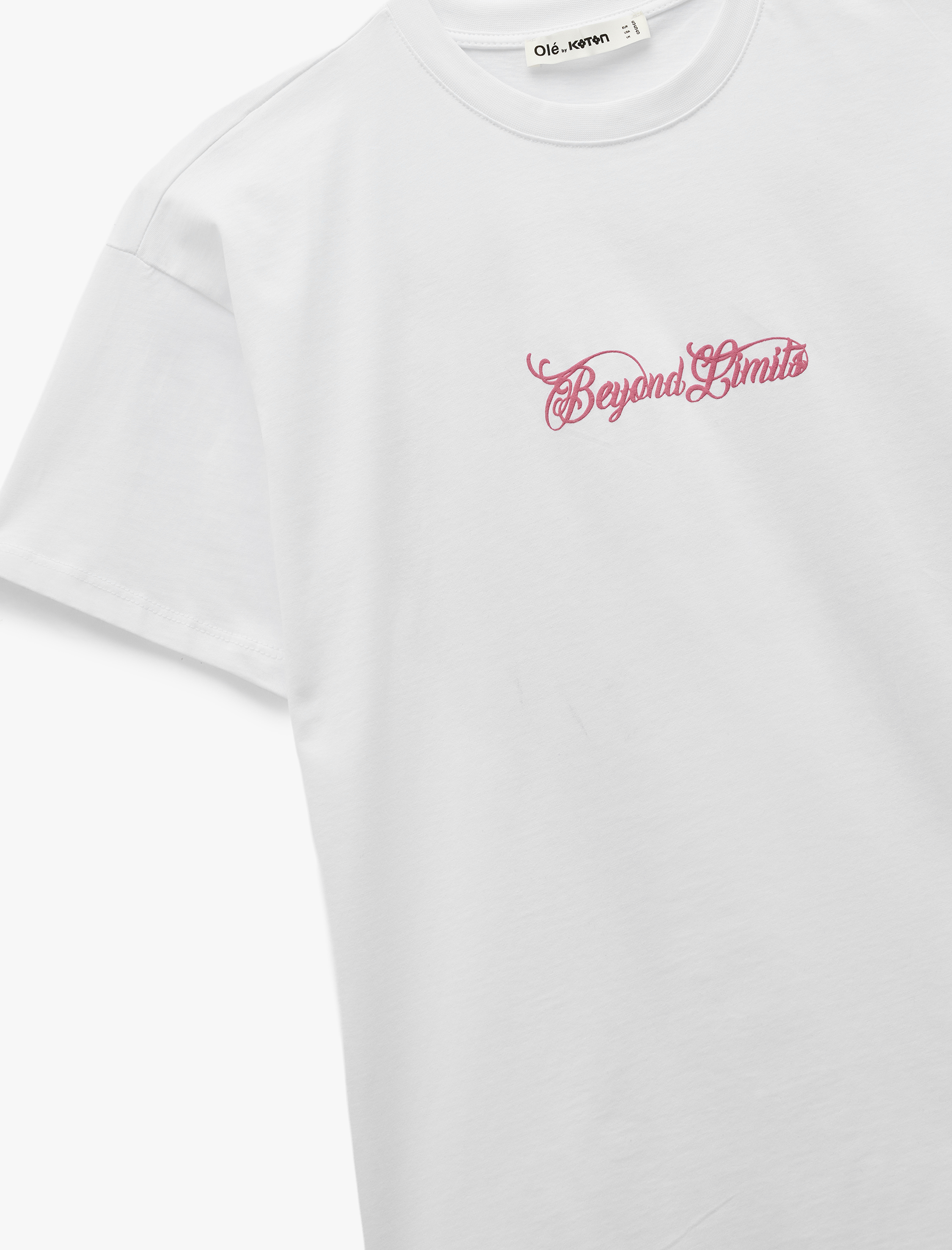   Kısa Kollu Bisiklet Yaka Pamuklu Arkası Baskılı Oversize Tişört