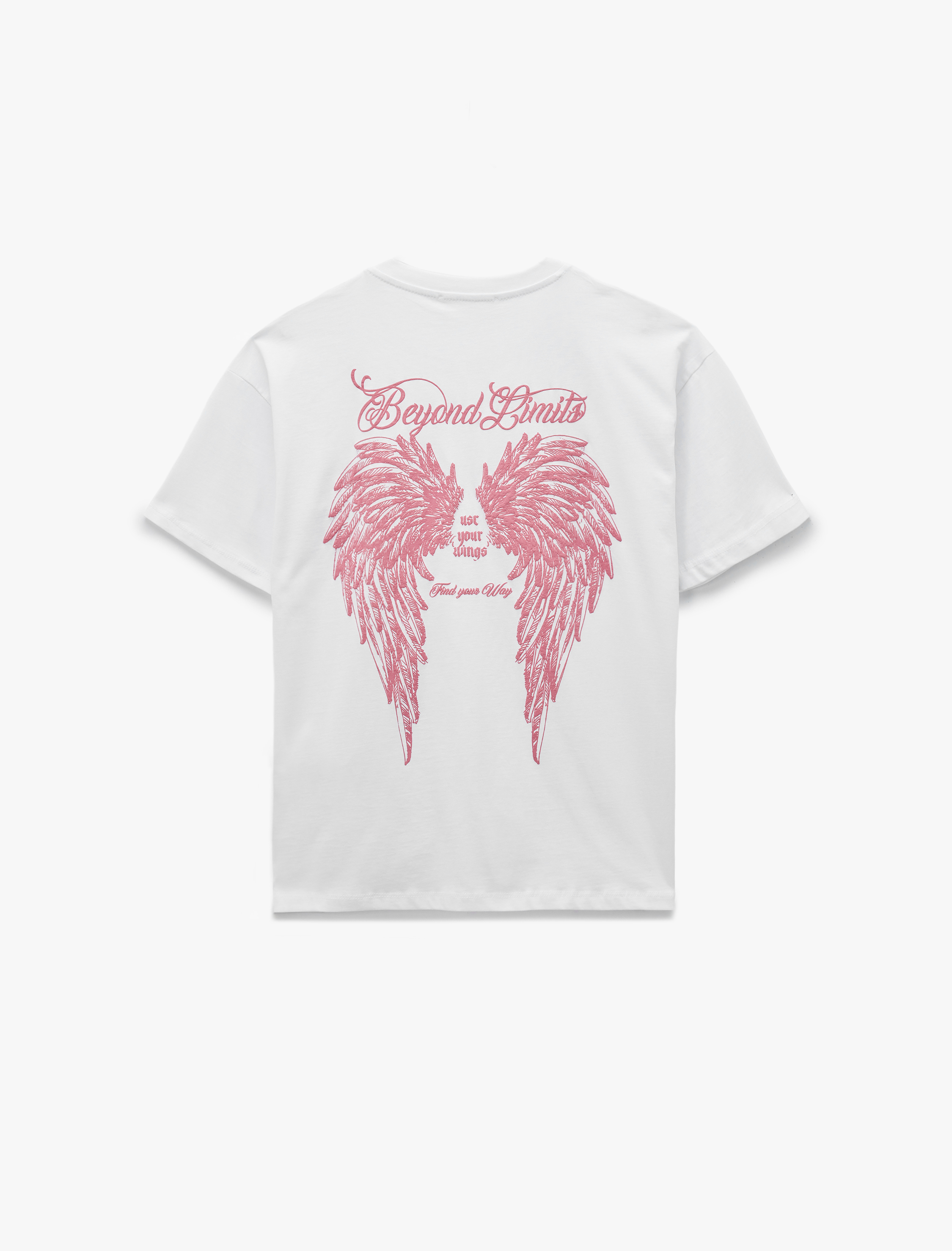   Kısa Kollu Bisiklet Yaka Pamuklu Arkası Baskılı Oversize Tişört