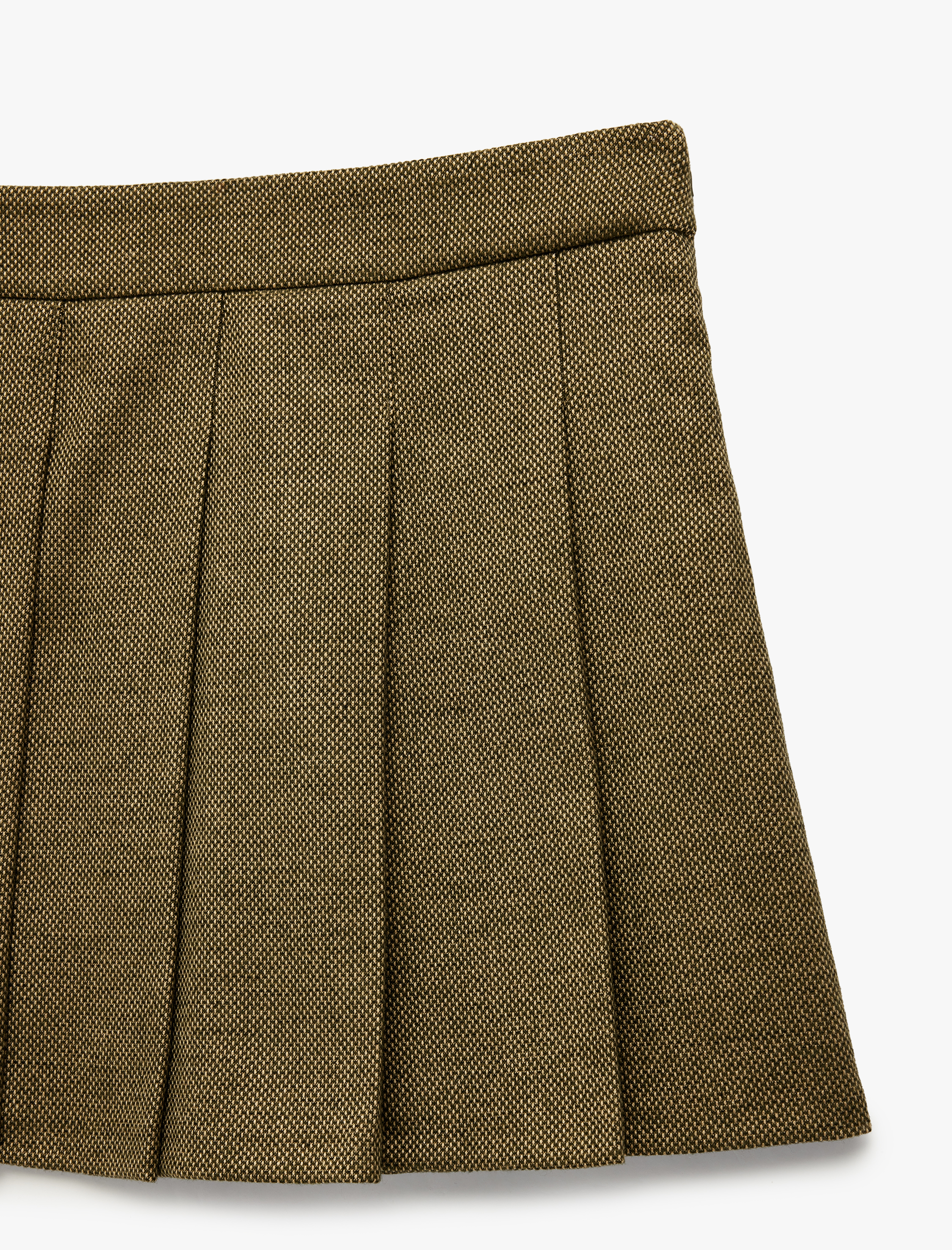   Slim Fit Kalın Pileli Mini Etek