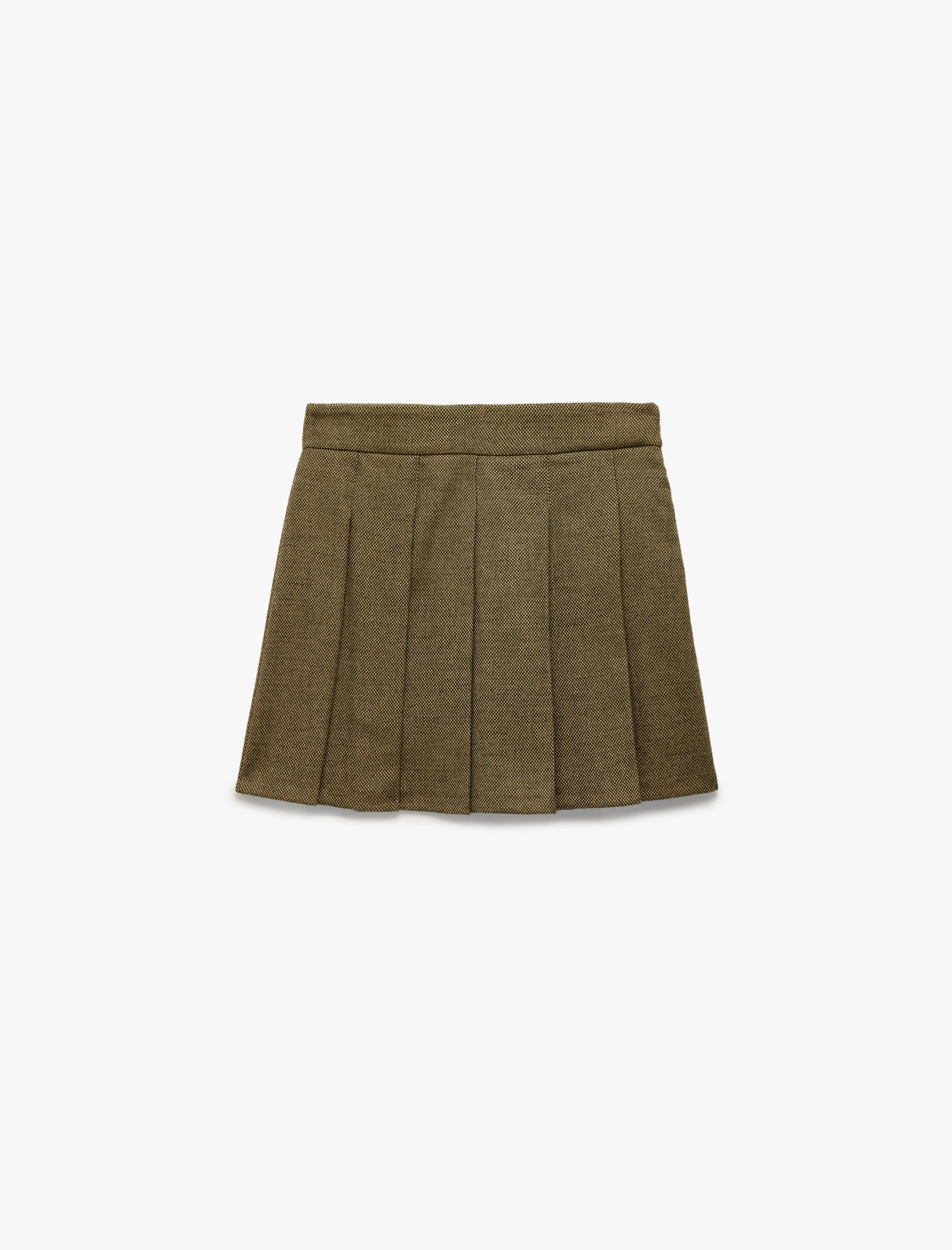   Slim Fit Kalın Pileli Mini Etek