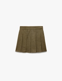 Slim Fit Kalın Pileli Mini Etek