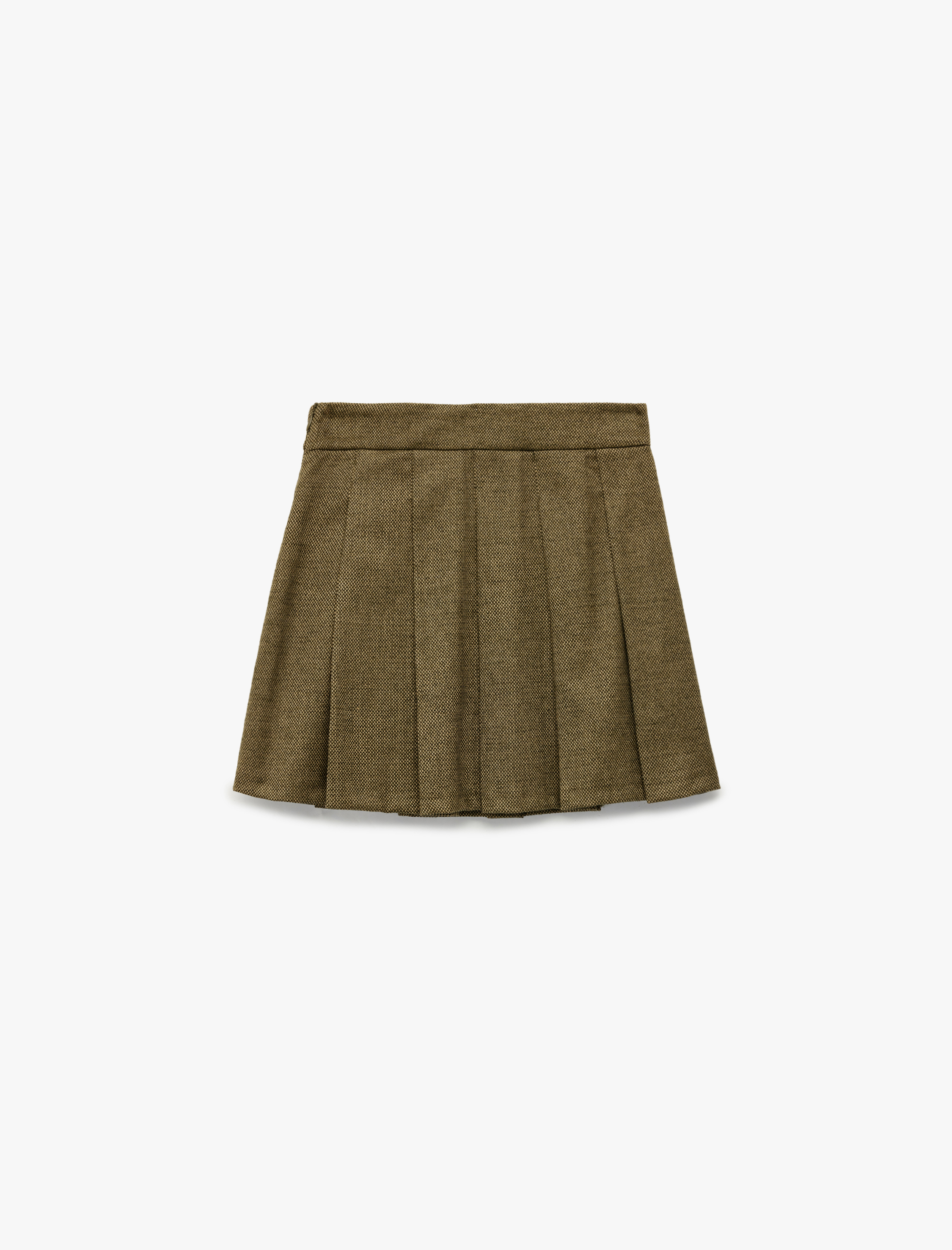   Slim Fit Kalın Pileli Mini Etek