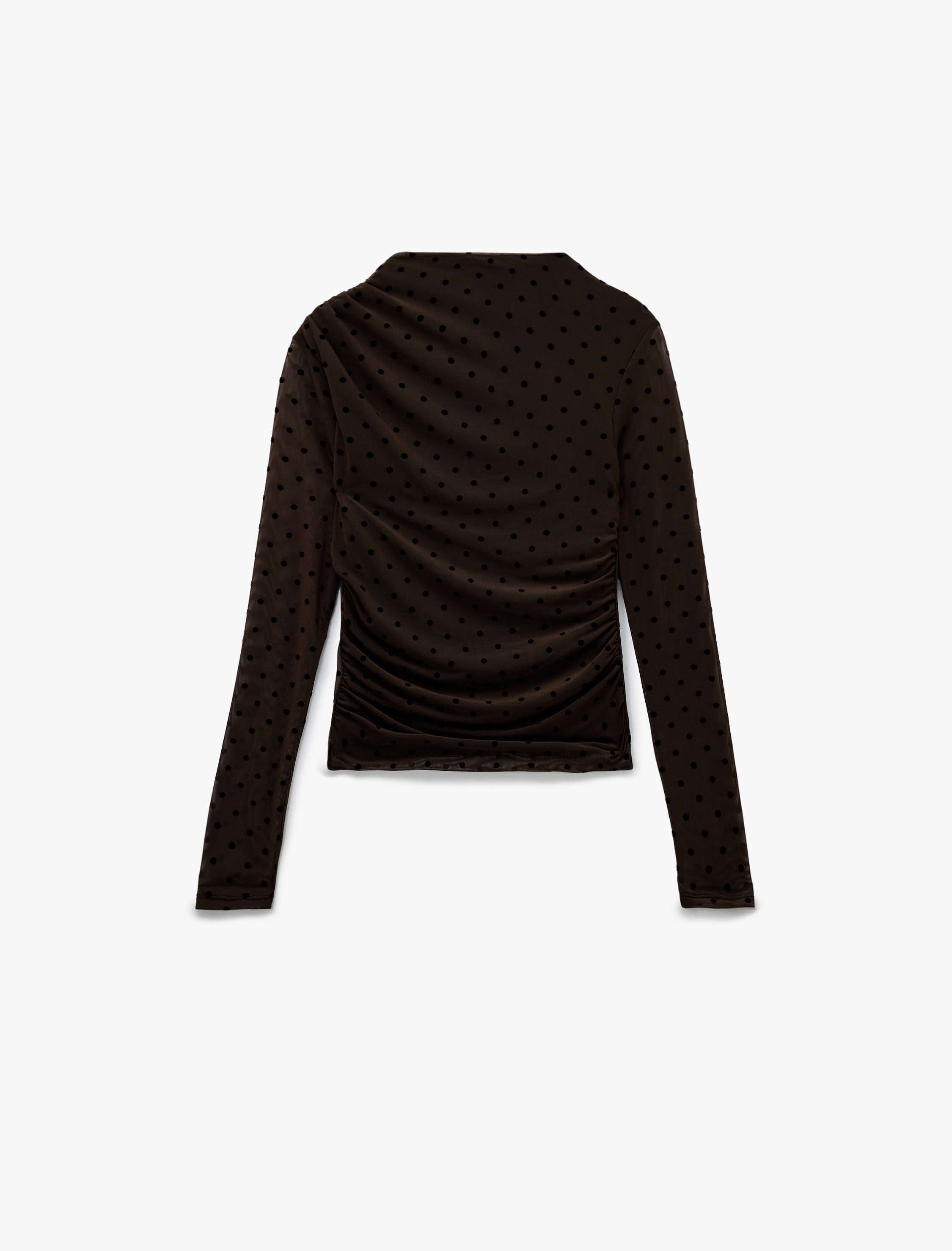   Regular Fit Drapeli Uzun Kollu Dik Yaka Bluz