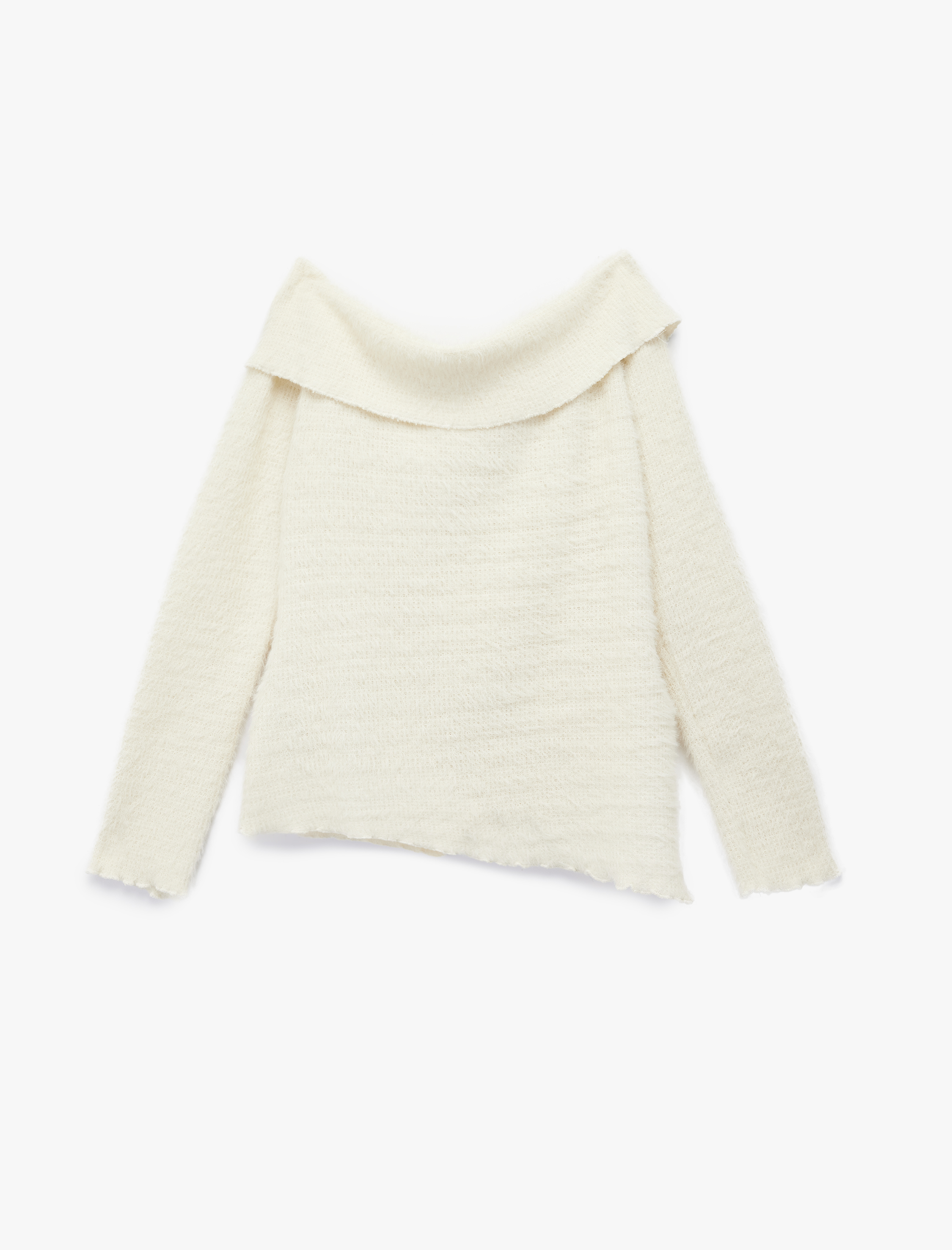   Koton X Sibil Çetinkaya - Slim Fit Uzun Kollu Omzu Açık Peluş Kazak