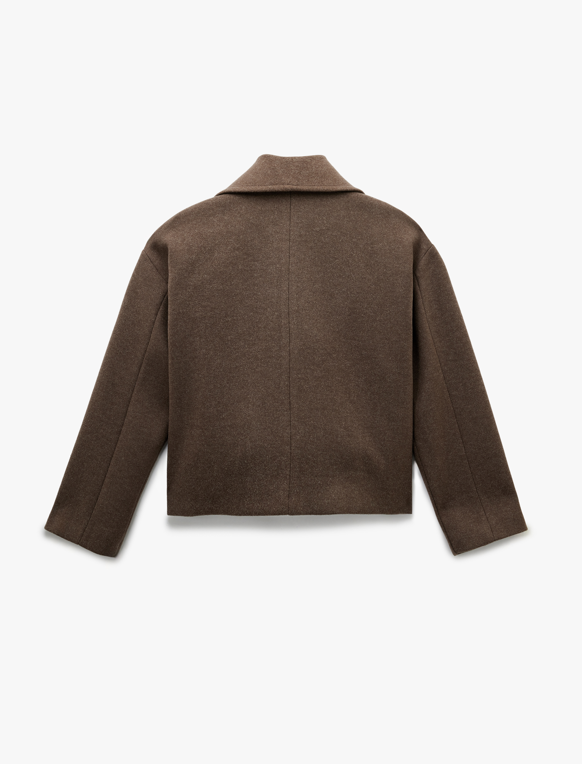   Kısa Kaşe Kaban Kruvaze Düğmeli Uzun Kollu Cepli