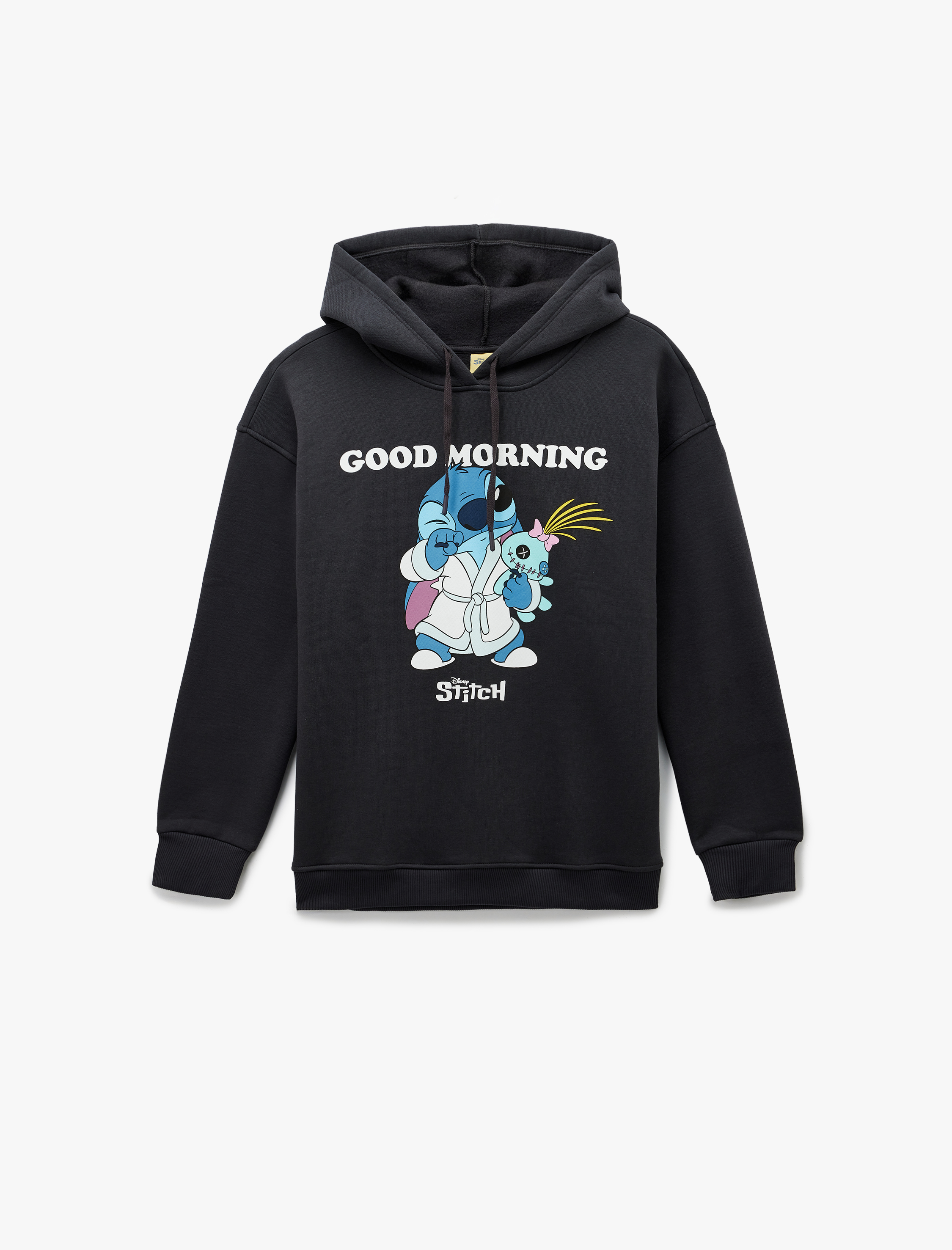   Stitch Lisanslı Kapüşonlu Uzun Kollu Baskılı Oversize Sweatshirt