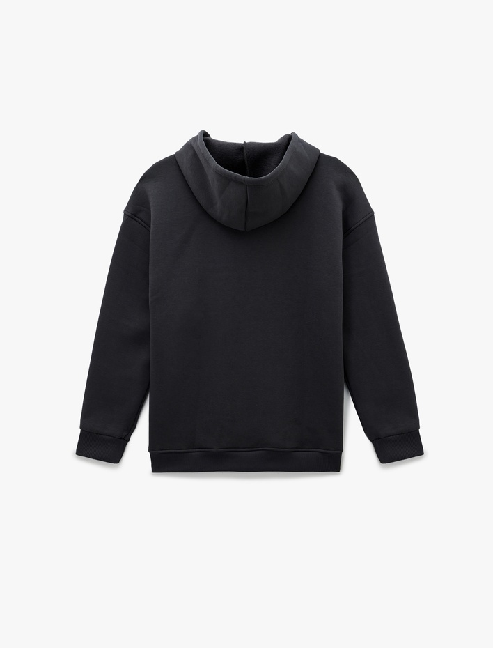  Stitch Lisanslı Kapüşonlu Uzun Kollu Baskılı Oversize Sweatshirt