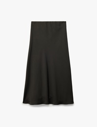 Regular Fit Midi Boy Saten Kloş Etek