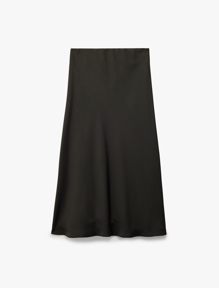  Regular Fit Midi Boy Saten Kloş Etek