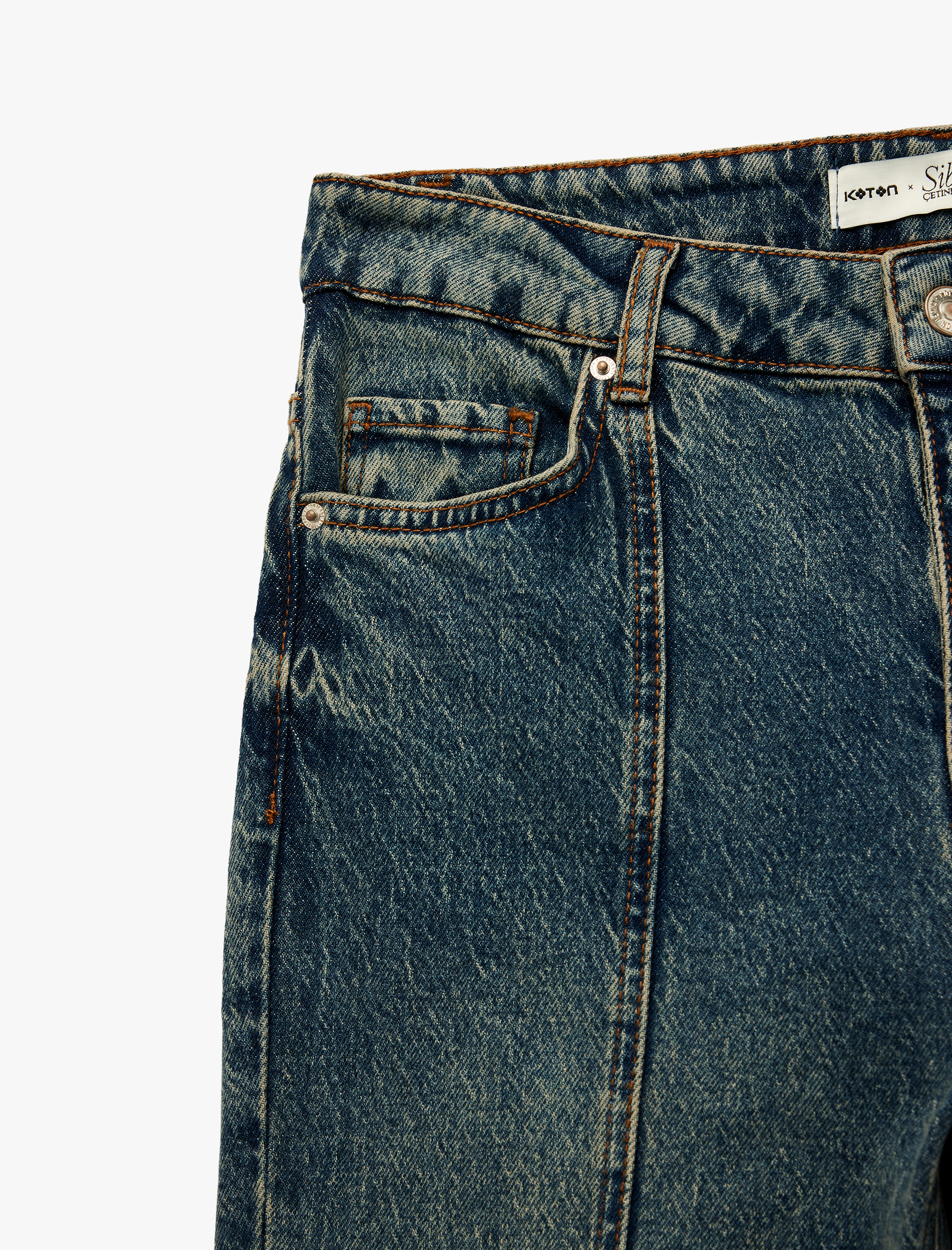   Koton X Sibil Çetinkaya - Dar Kesim Nervürlü İspanyol Paça Jean Pantolon - Flare Jeans