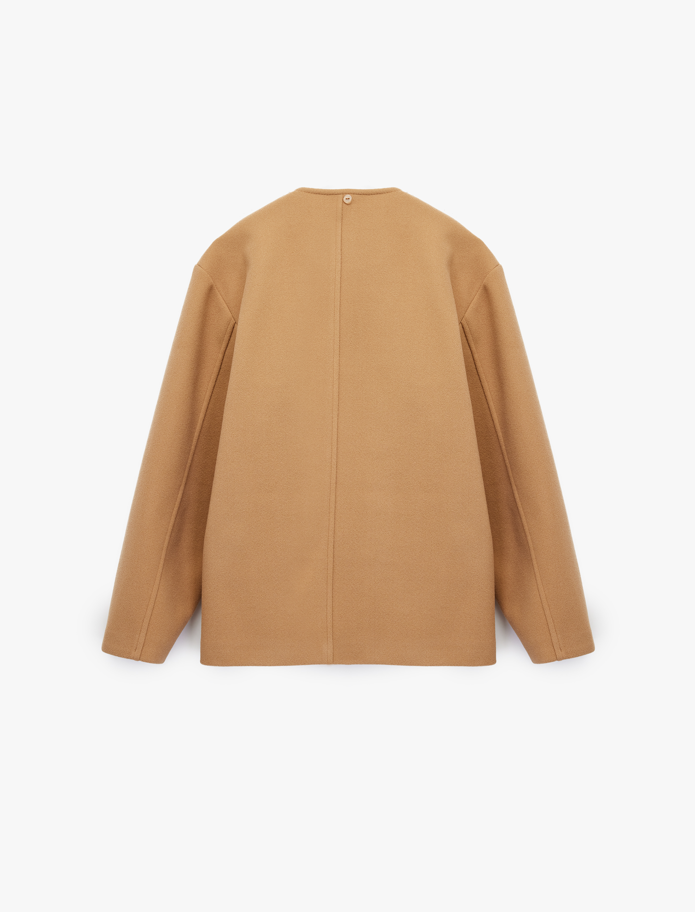   Uzun Kollu Cepli Düğmeli Şal Yaka Atkılı Kaşe Kaban