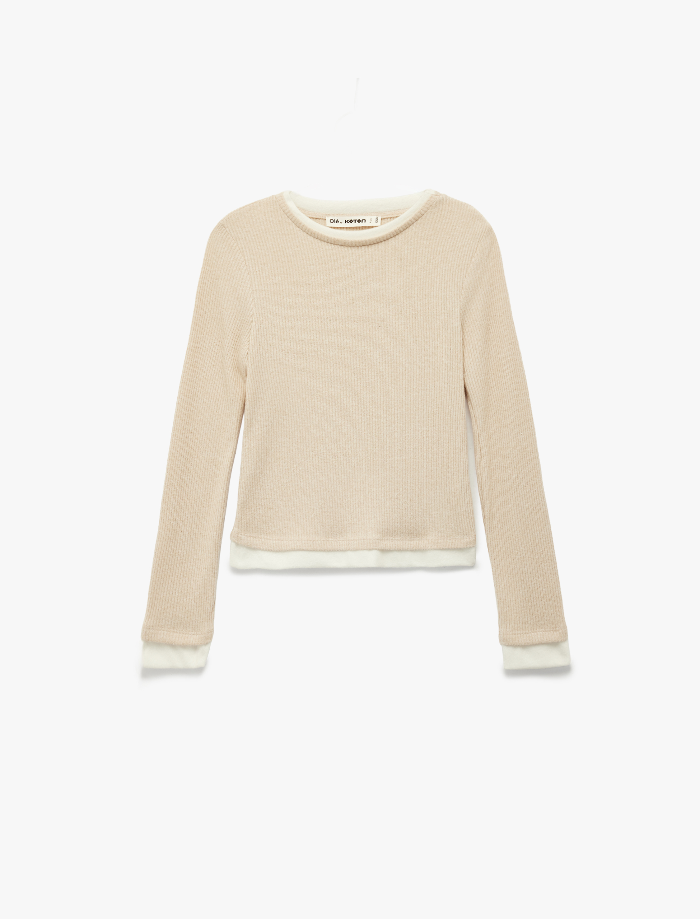   Slim Fit Bisiklet Yaka Viskon Karışımlı Uzun Kollu Tişört