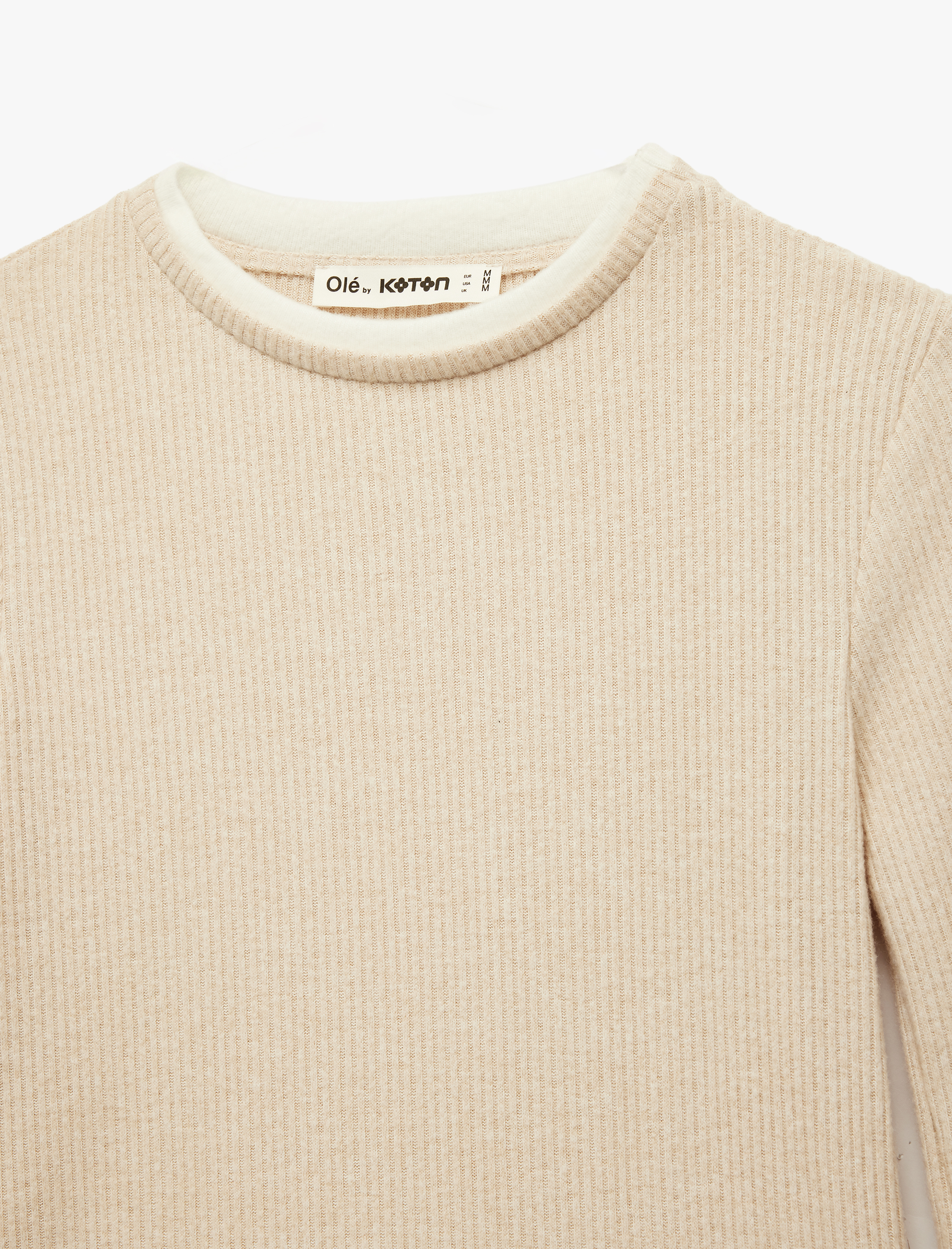   Slim Fit Bisiklet Yaka Viskon Karışımlı Uzun Kollu Tişört