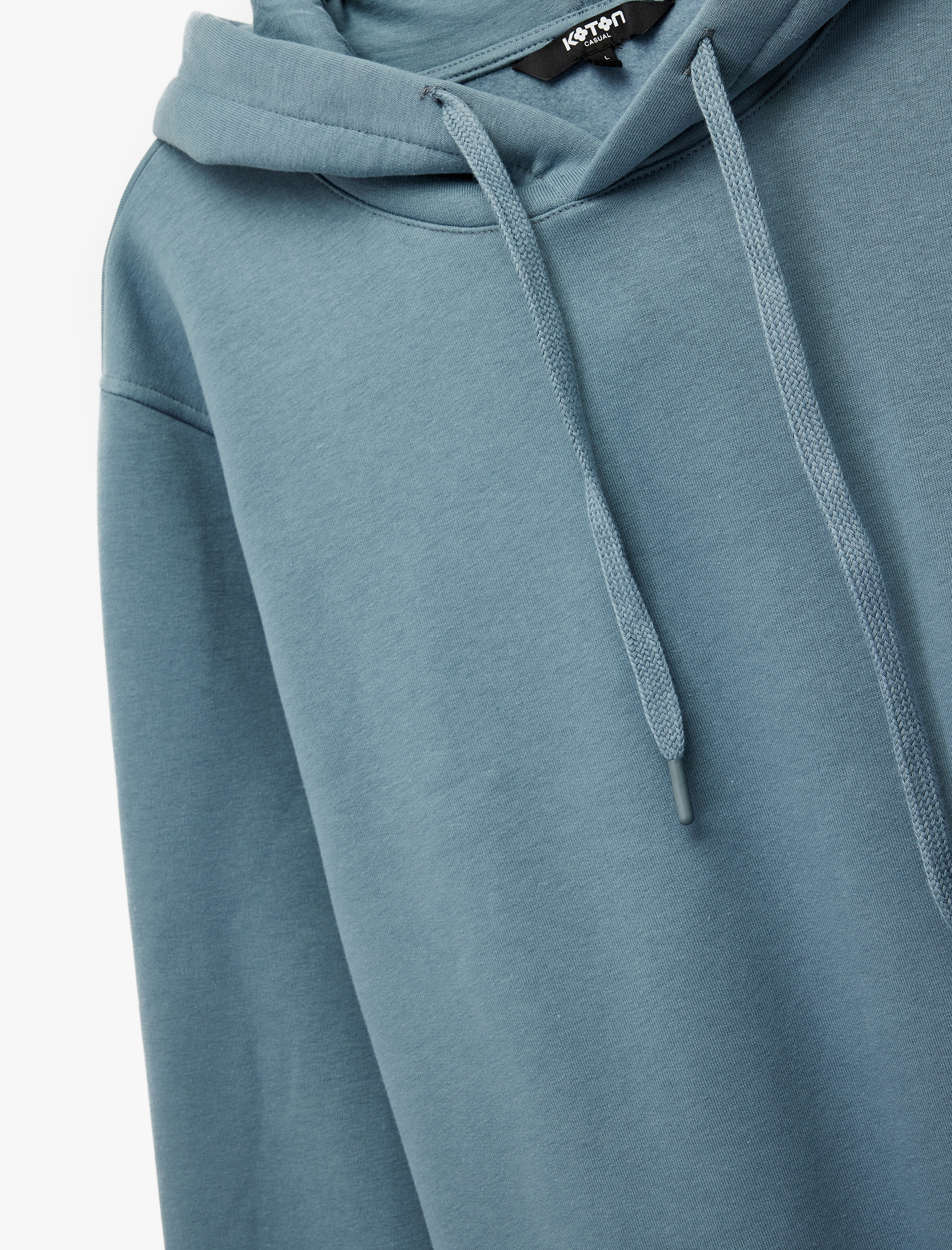   Şardonlu Uzun Kollu Basic Kapşonlu Sweatshirt