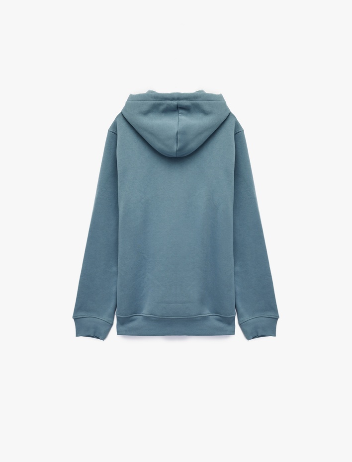  Şardonlu Uzun Kollu Basic Kapşonlu Sweatshirt