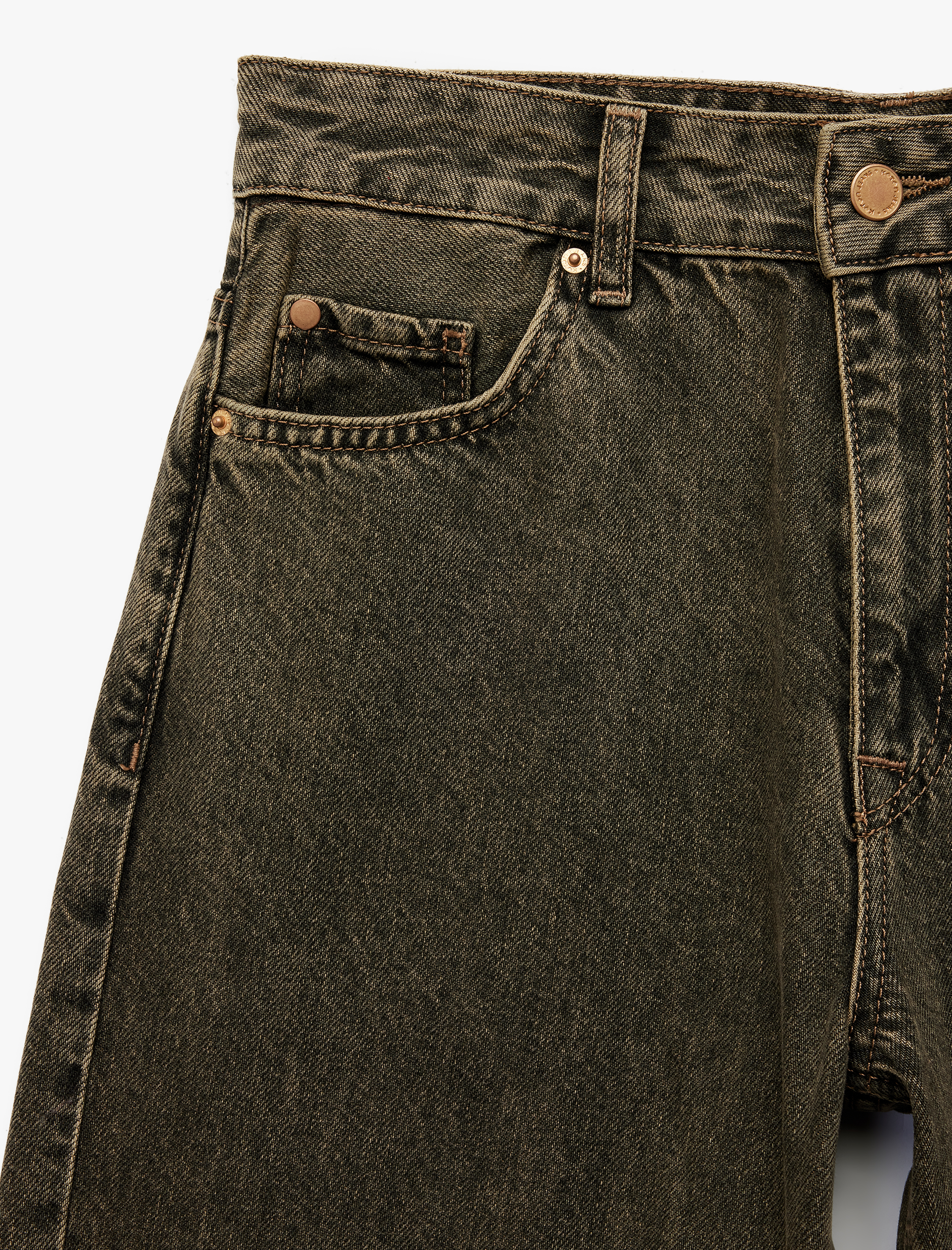   Koton X Sibil Çetinkaya - Düğmeli Cepli Geniş Paça Yıkamalı Jean Pantolon -  Wide Leg Jeans