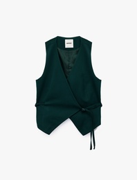 Koton X Melis Ağazat - Bağlama Detaylı Slim Fit Kruvaze Blazer Yelek