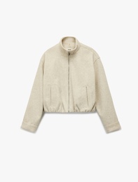 Koton X Sima Tarkan -  Kısa Kaban Kaşe Uzun Kollu Dik Yaka Cepli