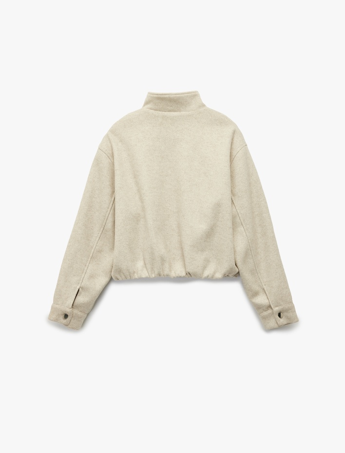  Koton X Sima Tarkan -  Kısa Kaban Kaşe Uzun Kollu Dik Yaka Cepli