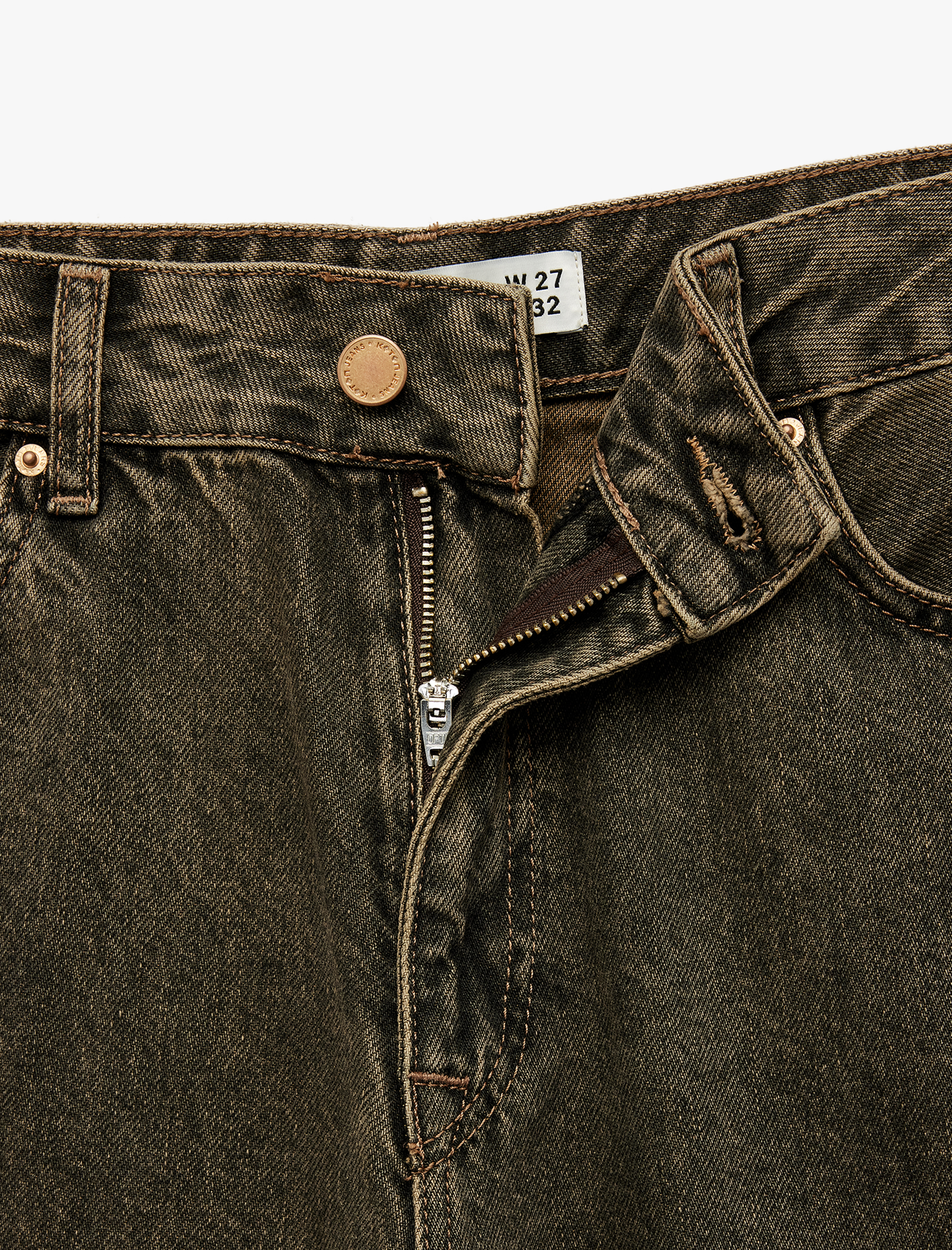   Koton X Sibil Çetinkaya - Düğmeli Cepli Geniş Paça Yıkamalı Jean Pantolon -  Wide Leg Jeans