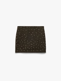 Koton X Melis Ağazat -  A Kesim Taş Detaylı Mini Etek