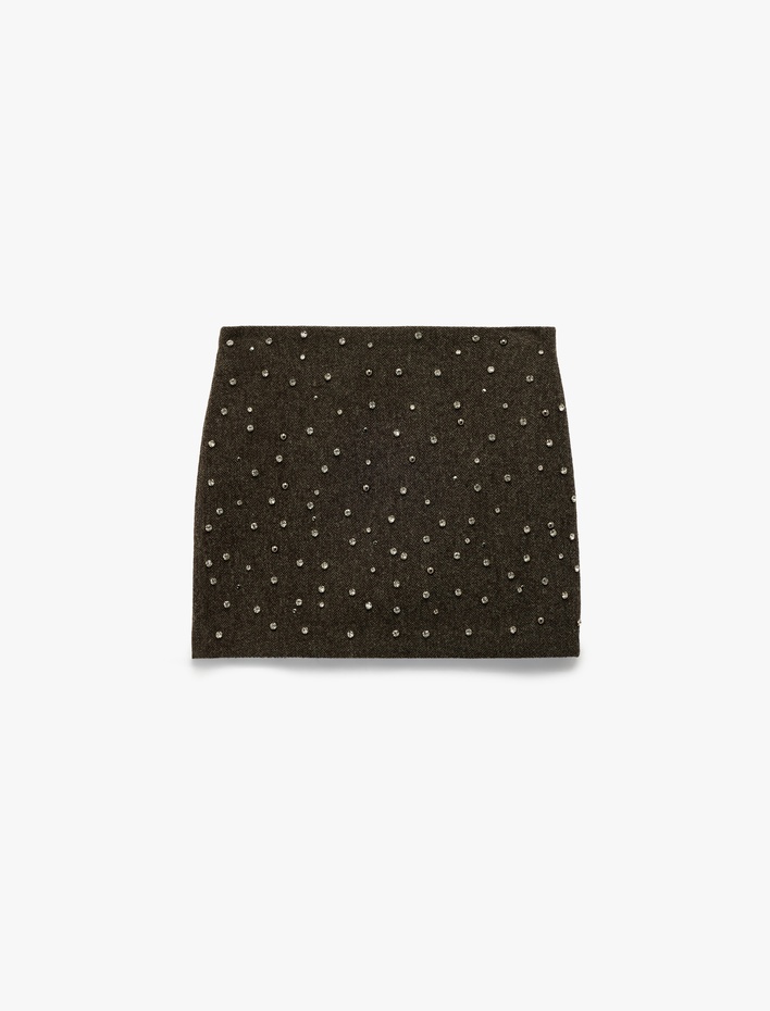  Koton X Melis Ağazat -  A Kesim Taş Detaylı Mini Etek