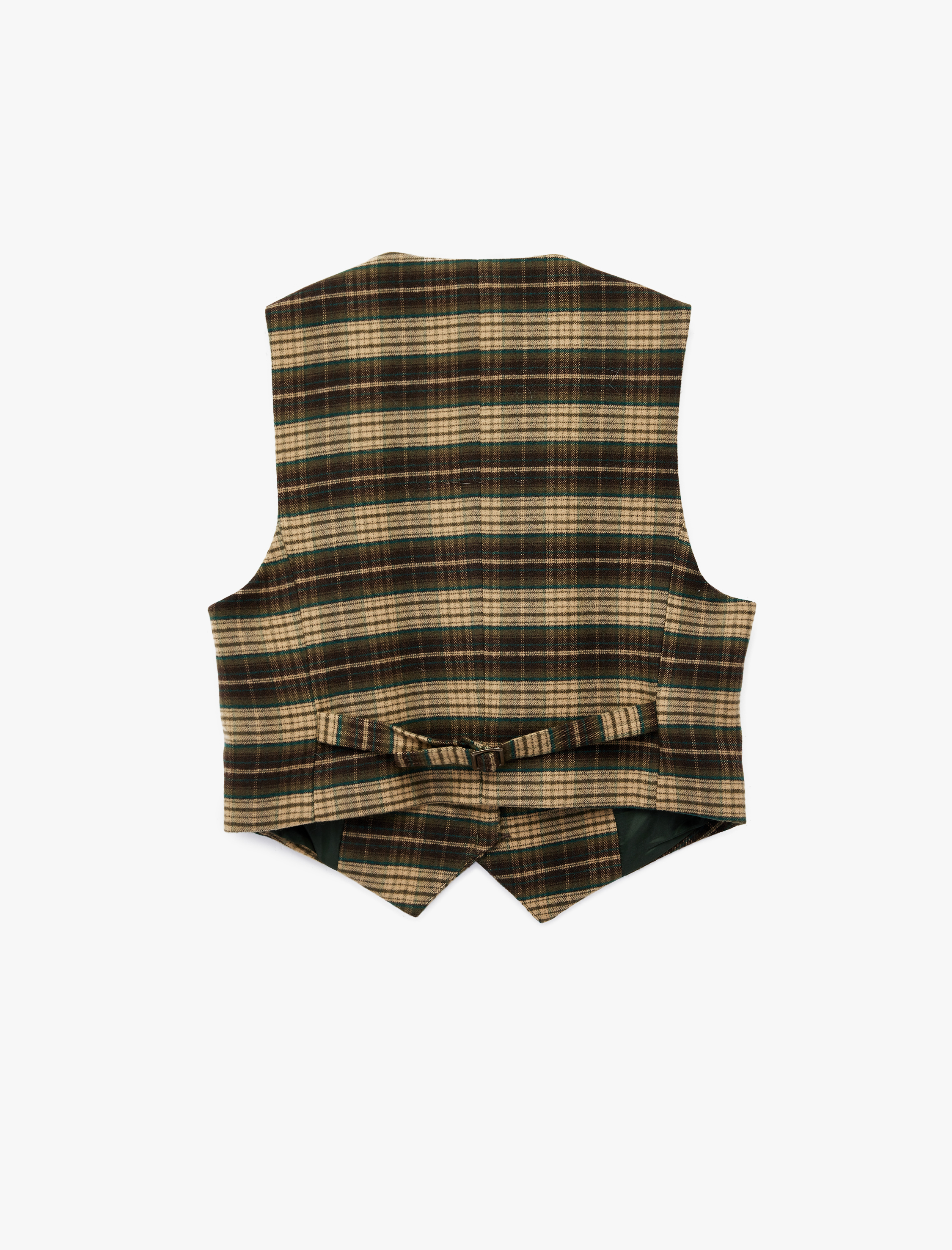   Regular Fit Düğmeli V Yaka Ekose Blazer Yelek