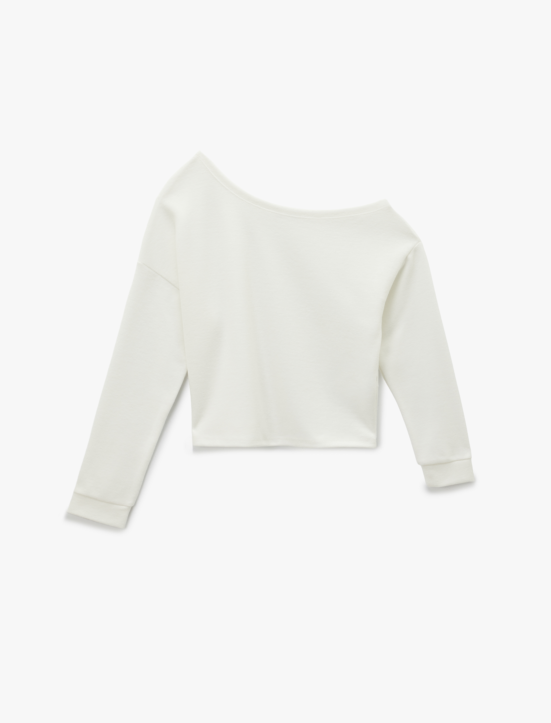   Rahat Kalıp Uzun Kollu Asimetrik Yaka Tişört