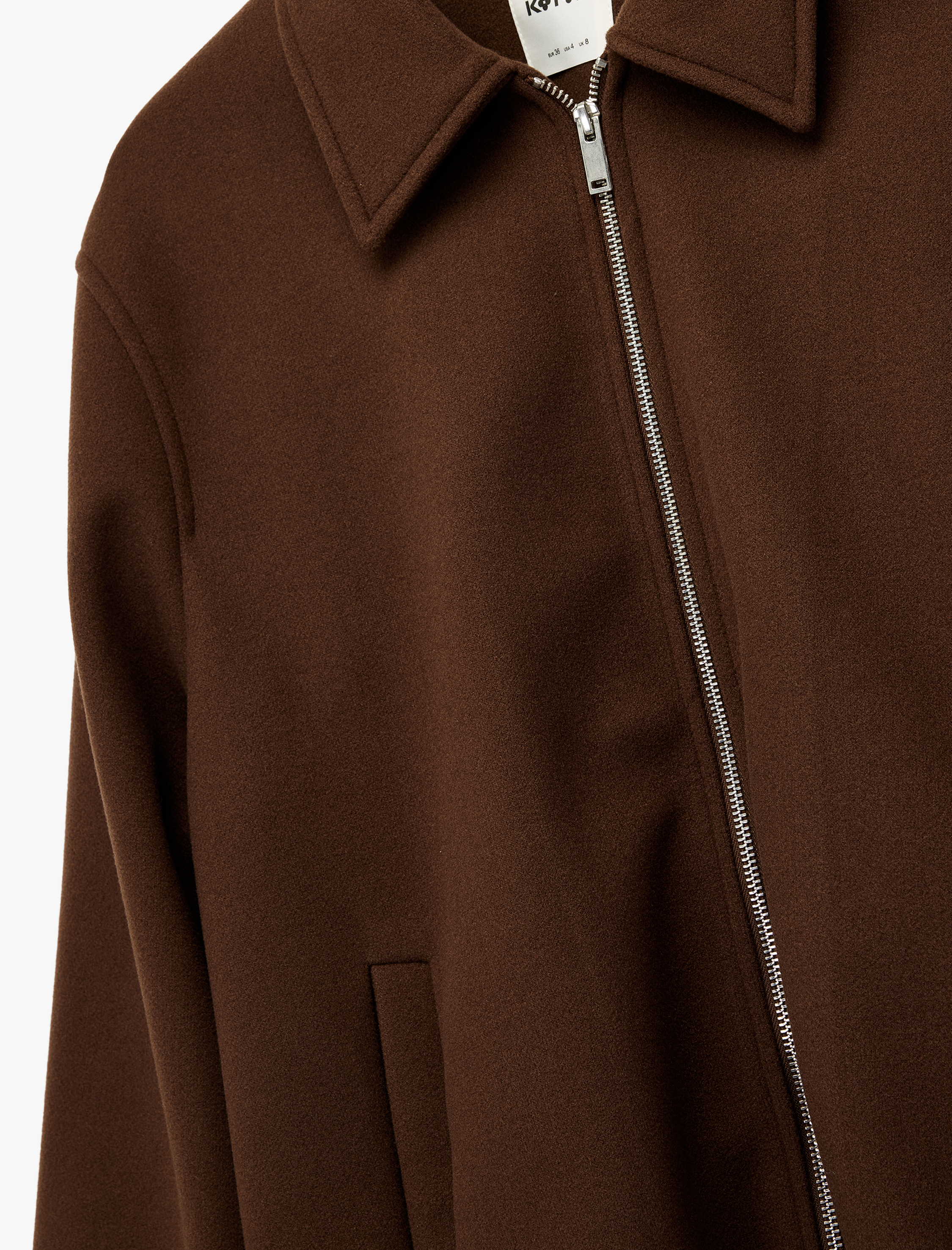   Kaşe Bomber Ceket Fermuarlı Uzun Kollu Cepli