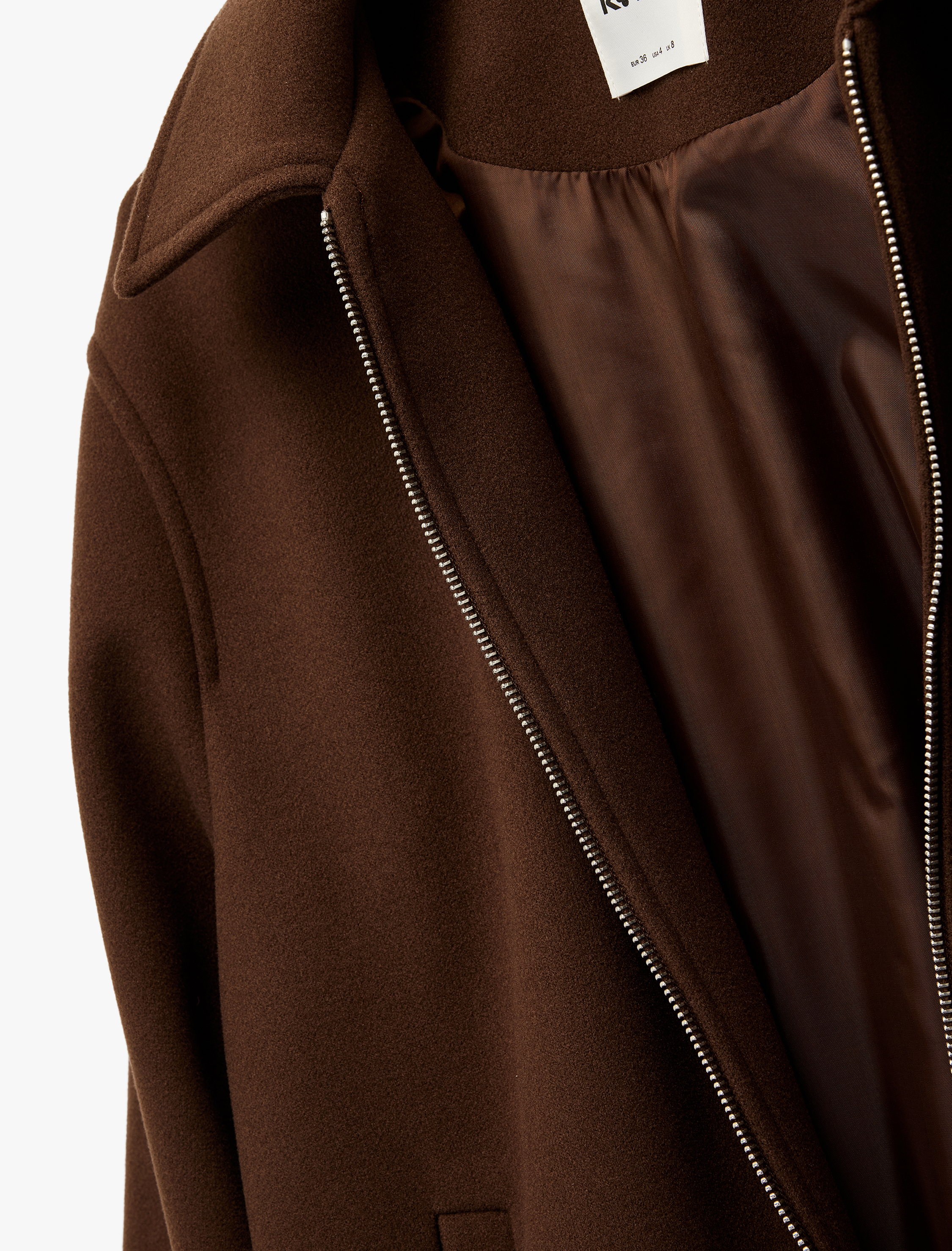   Kaşe Bomber Ceket Fermuarlı Uzun Kollu Cepli