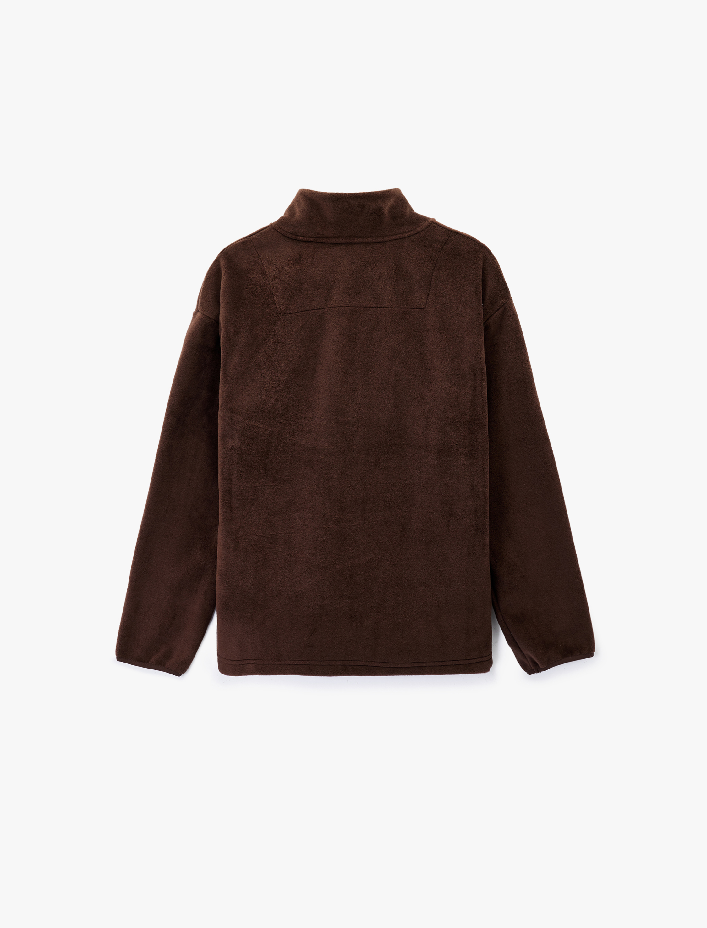   Uzun Kollu Cepli Yarım Fermuarlı Polar Sweatshirt