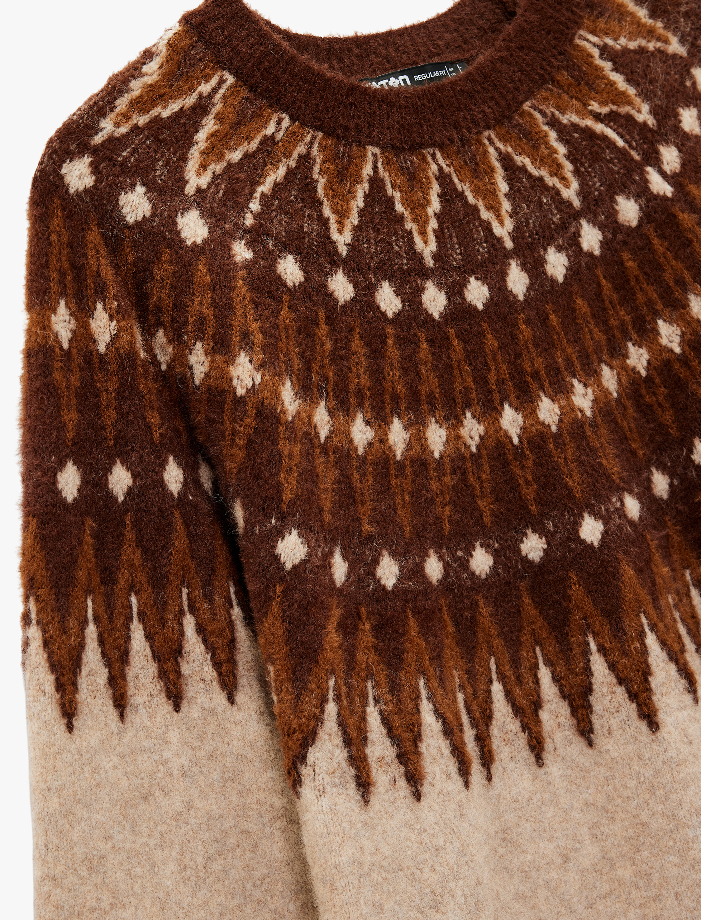   Bisiklet Yaka Uzun Kollu Desenli Triko Kazak