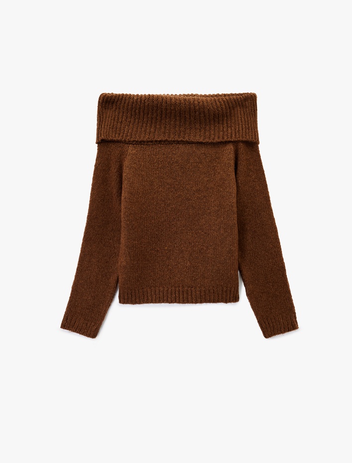  Koton X Sibil Çetinkaya - Uzun Kollu Açık Omuz Oversize Triko Kazak