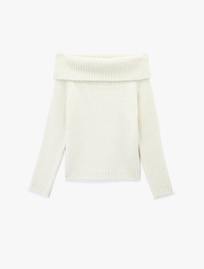  Koton X Sibil Çetinkaya - Uzun Kollu Açık Omuz Oversize Triko Kazak