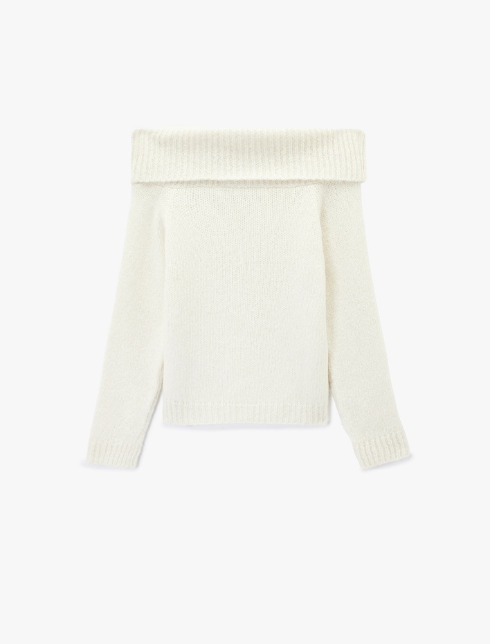  Koton X Sibil Çetinkaya - Uzun Kollu Açık Omuz Oversize Triko Kazak