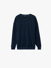 Uzun Kollu Bisiklet Yaka Oversize Sweatshirt