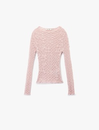 Koton X Sibil Çetinkaya - Slim Fit Yarı Transparan Yumuşak Dokulu Uzun Kollu Dantel Bluz