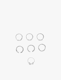 Taş Detaylı 7'li Yüzük Seti