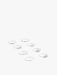 Taş Detaylı 8'li Yüzük Seti