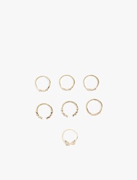 Taş Detaylı 7'li Yüzük Seti